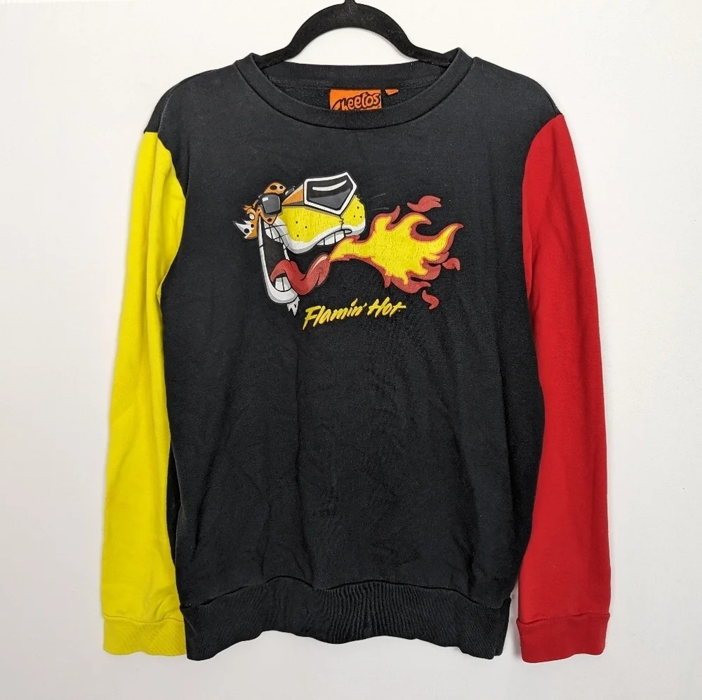 Flaming Hot Cheetos M Sweater Chester Cheetah Pullover Sweatshirt Colorblock